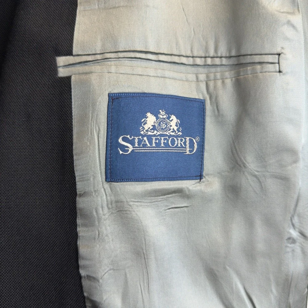 Stafford American Craftsmen Mens 40S Black Blazer Gold Crest Buttons Made in USA